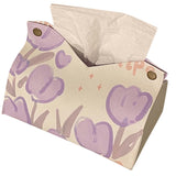 Paper Box Cover Large Cute PU Leather Facial Hand Paper Box Cover for Bedroom Living Room Cars Purple