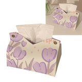 Paper Box Cover Large Cute PU Leather Facial Hand Paper Box Cover for Bedroom Living Room Cars Purple