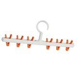 Plastic Sock Clips Drying Rack 6 Clips Prevent Tangle 360 Degree Rotatable Multifunctional Laundry Hanger for Home White Orange