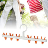 Plastic Sock Clips Drying Rack 6 Clips Prevent Tangle 360 Degree Rotatable Multifunctional Laundry Hanger for Home White Orange