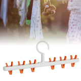 Plastic Sock Clips Drying Rack 6 Clips Prevent Tangle 360 Degree Rotatable Multifunctional Laundry Hanger for Home White Orange