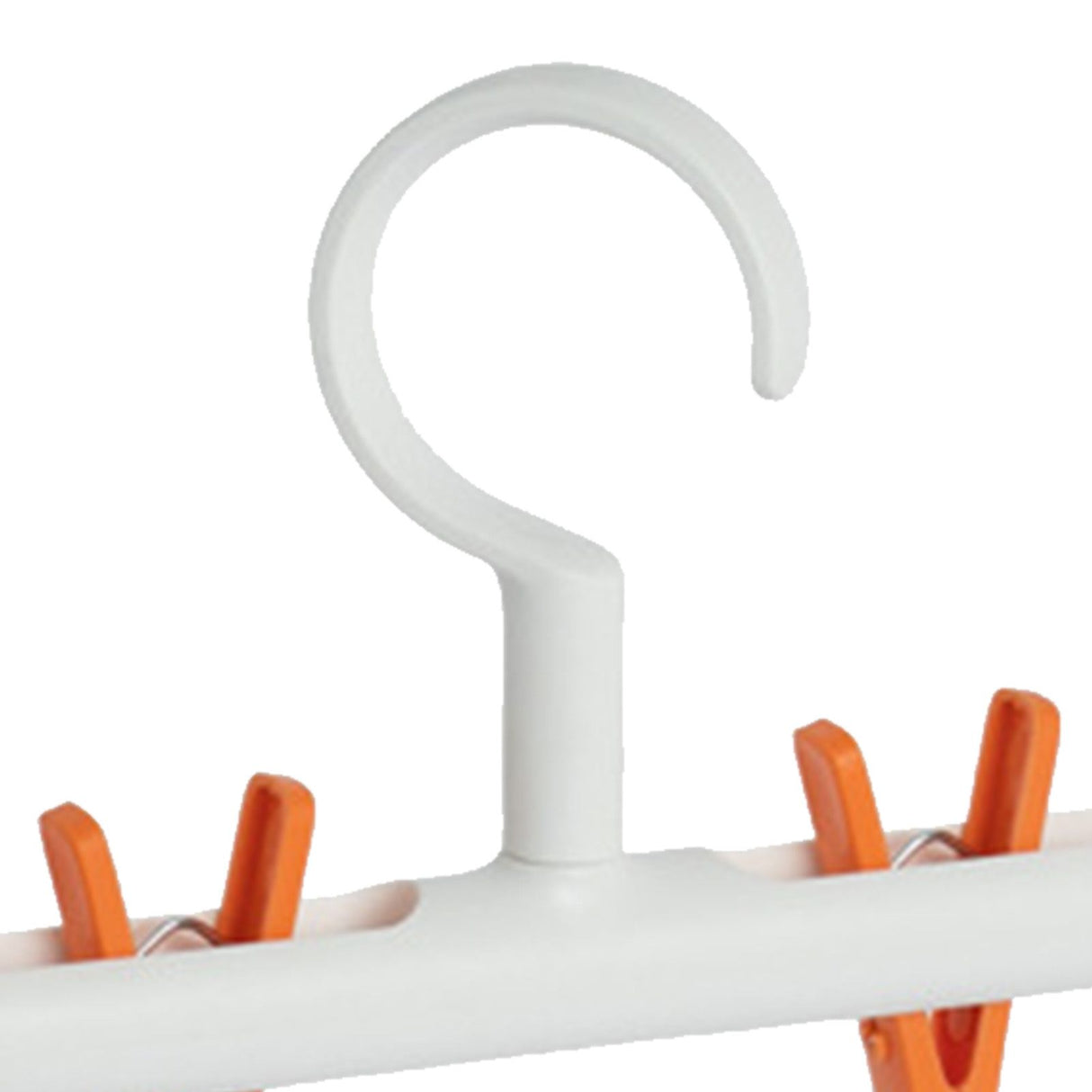 Plastic Sock Clips Drying Rack 6 Clips Prevent Tangle 360 Degree Rotatable Multifunctional Laundry Hanger for Home White Orange