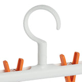 Plastic Sock Clips Drying Rack 6 Clips Prevent Tangle 360 Degree Rotatable Multifunctional Laundry Hanger for Home White Orange - Close-Up Angle