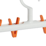 Plastic Sock Clips Drying Rack 6 Clips Prevent Tangle 360 Degree Rotatable Multifunctional Laundry Hanger for Home White Orange