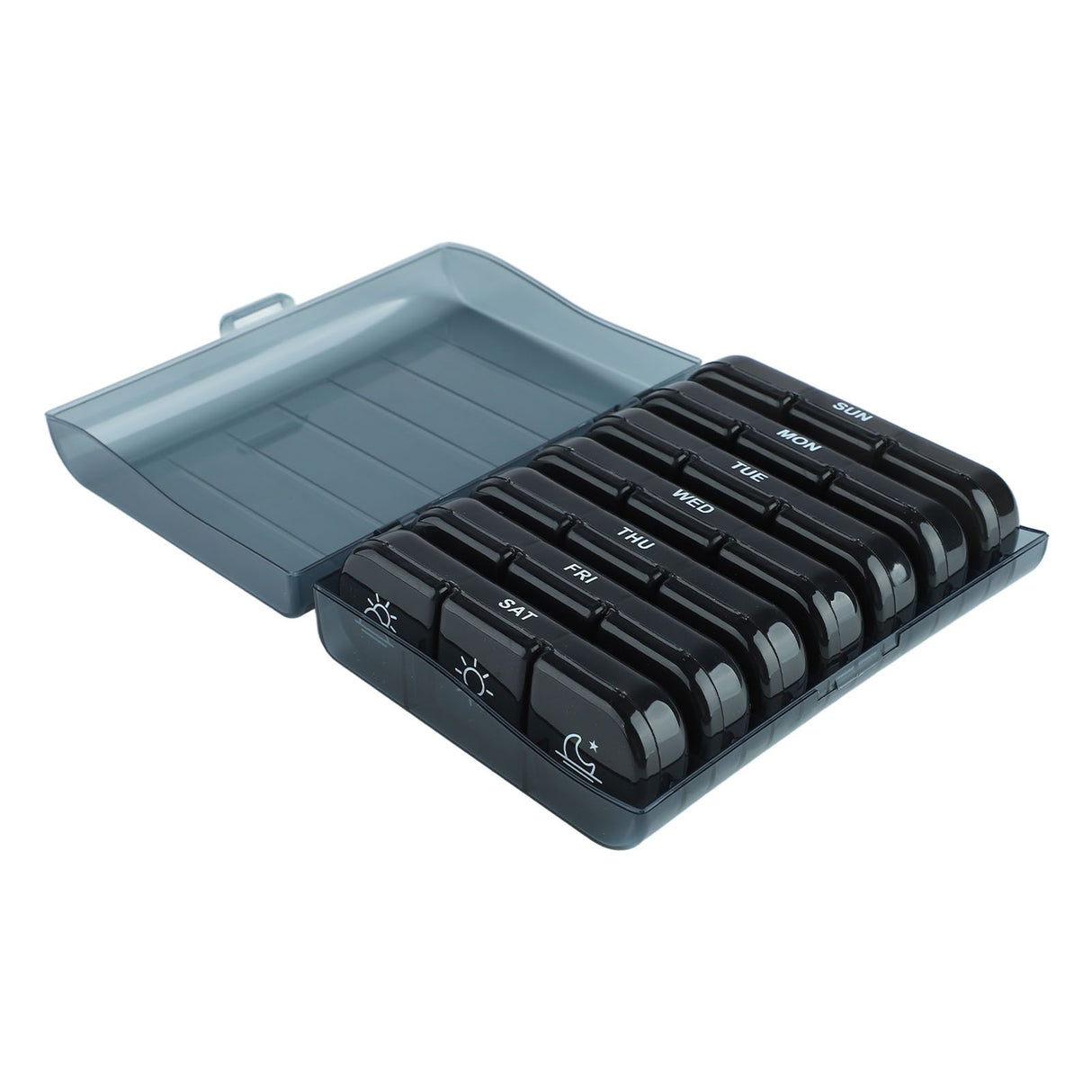 3 Times A Day 7 Day Pill Organizer 21 Grid Portable Pill Organizer Travel Medicine Container Black Black Shell