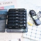 3 Times A Day 7 Day Pill Organizer 21 Grid Portable Pill Organizer Travel Medicine Container Black Black Shell