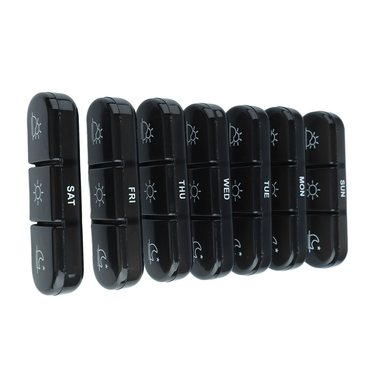 3 Times A Day 7 Day Pill Organizer 21 Grid Portable Pill Organizer Travel Medicine Container Black Black Shell