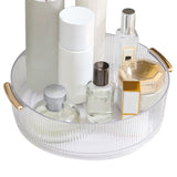 360 Rotating Cosmetic Organizer Texture Storage Rotating Makeup Desk Organizer with Handle for Bathroom Washroom Transparent