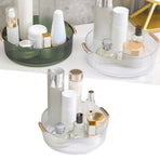 360 Rotating Cosmetic Organizer Texture Storage Rotating Makeup Desk Organizer with Handle for Bathroom Washroom Transparent