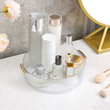 360 Rotating Cosmetic Organizer Texture Storage Rotating Makeup Desk Organizer with Handle for Bathroom Washroom Transparent