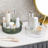 360 Rotating Cosmetic Organizer Texture Storage Rotating Makeup Desk Organizer with Handle for Bathroom Washroom Transparent