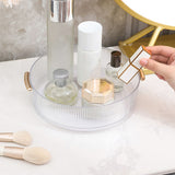 360 Rotating Cosmetic Organizer Texture Storage Rotating Makeup Desk Organizer with Handle for Bathroom Washroom Transparent