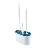 4 Pieces Toilet Bowl Brush Set Punch Free Wall Mounted Toilet Brush Holder with 3 Brush for Bathroom Blue