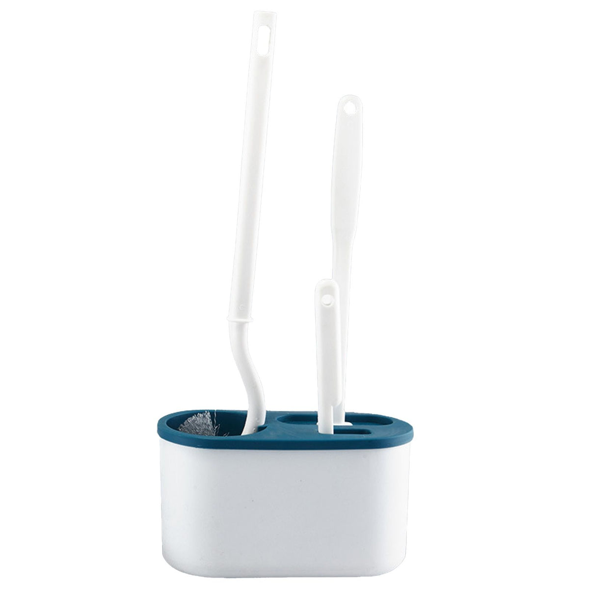 4 Pieces Toilet Bowl Brush Set Punch Free Wall Mounted Toilet Brush Holder with 3 Brush for Bathroom Blue