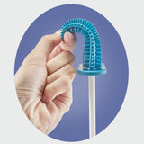 4 Pieces Toilet Bowl Brush Set Punch Free Wall Mounted Toilet Brush Holder with 3 Brush for Bathroom Blue