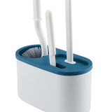4 Pieces Toilet Bowl Brush Set Punch Free Wall Mounted Toilet Brush Holder with 3 Brush for Bathroom Blue - Extra Image
