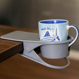 Desk Cup Holder Clip Space Saving Large Multifunctional Table Clamp Mug Stand for Beverage Bottle Gray - Rear View