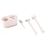Long Handle Toilet Brush Set Deep Cleansing Multifunctional Hanging Toilet Brush Set for Bathroom Sakura Pink