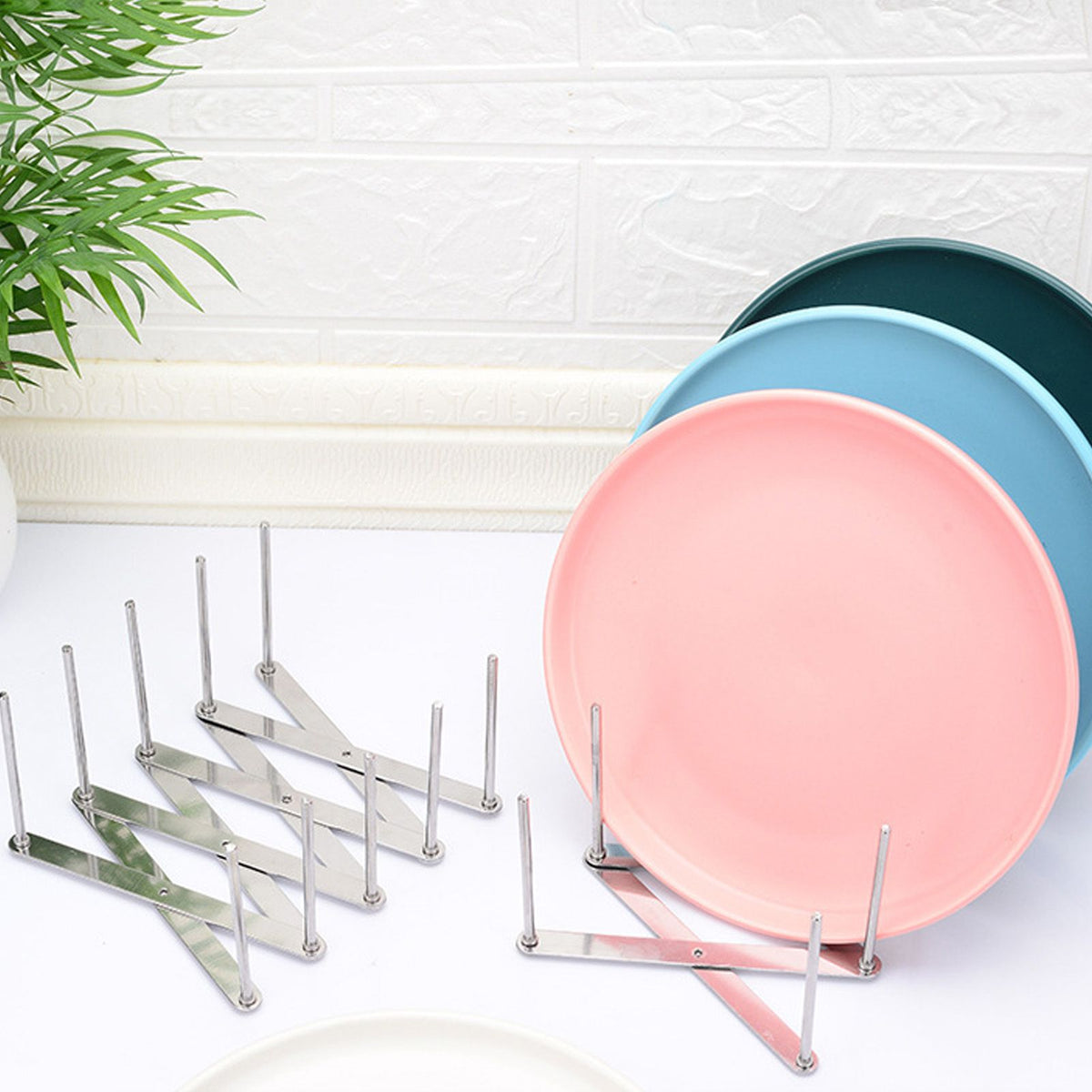 Dish Drying Rack Telescopic Stainless Steel Slip Resistant Adjustable Dish Drainer Organizer for Kitchen 1PCS