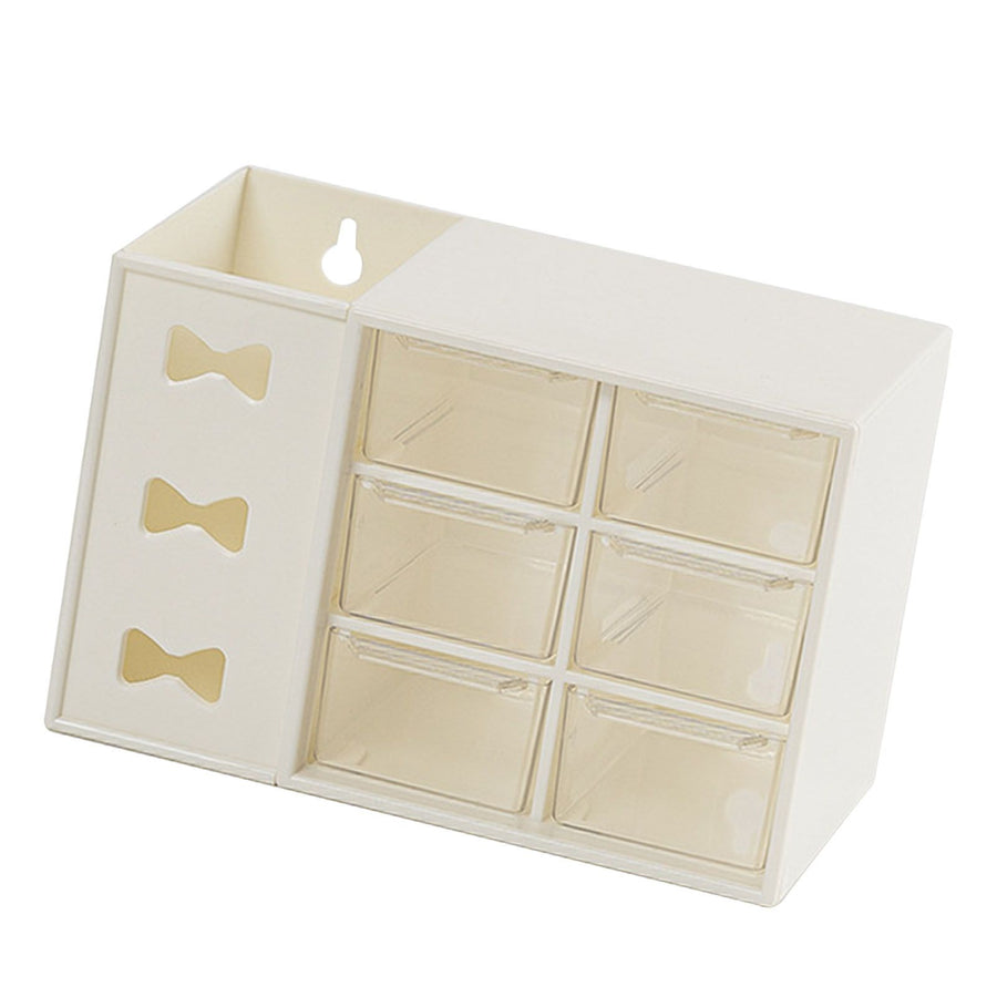 Pen Desk Shelf Dustproof 6 Drawers Pen Organization Storage Shelf for Students Office People White