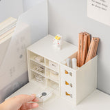 Pen Desk Shelf Dustproof 6 Drawers Pen Organization Storage Shelf for Students Office People White