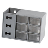 Pen Desk Shelf Dustproof 6 Drawers Pen Organization Storage Shelf for Students Office People Grey - Side View