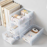 Desktop Storage Box Plastic Desk Makeup Organizer Stationery Supplies Storage Box with Drawer Transparent