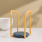 Bowl Organizer Multiple Functional Retractable Dish Drying Rack for Kitchen Counter Yellow and Blue