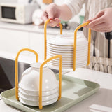 Bowl Organizer Multiple Functional Retractable Dish Drying Rack for Kitchen Counter Yellow and Blue - Extra Image