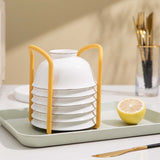 Bowl Organizer Multiple Functional Retractable Dish Drying Rack for Kitchen Counter Yellow and Blue - Extra Image