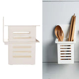 Bathroom Kitchen Draining Shelf Plastic Adhesive Waterproof Small Wall Chopsticks Basket Organizer White