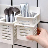 Bathroom Kitchen Draining Shelf Plastic Adhesive Waterproof Small Wall Chopsticks Basket Organizer White