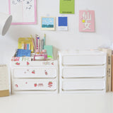 Storage Drawer Multi Layers Stackable Dustproof Desktop Storage Box Organizer for Student Dormitory Home Cosmetics 3 Layers White