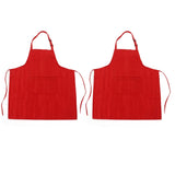 Cooking Apron Waterproof Adjustable Neck Strap Breathable Soft Kitchen Bib Apron with Pocket for Barbecue Baking 2pcs Red