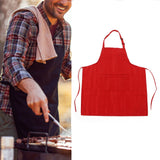 Cooking Apron Waterproof Adjustable Neck Strap Breathable Soft Kitchen Bib Apron with Pocket for Barbecue Baking 2pcs Red - Extra Image