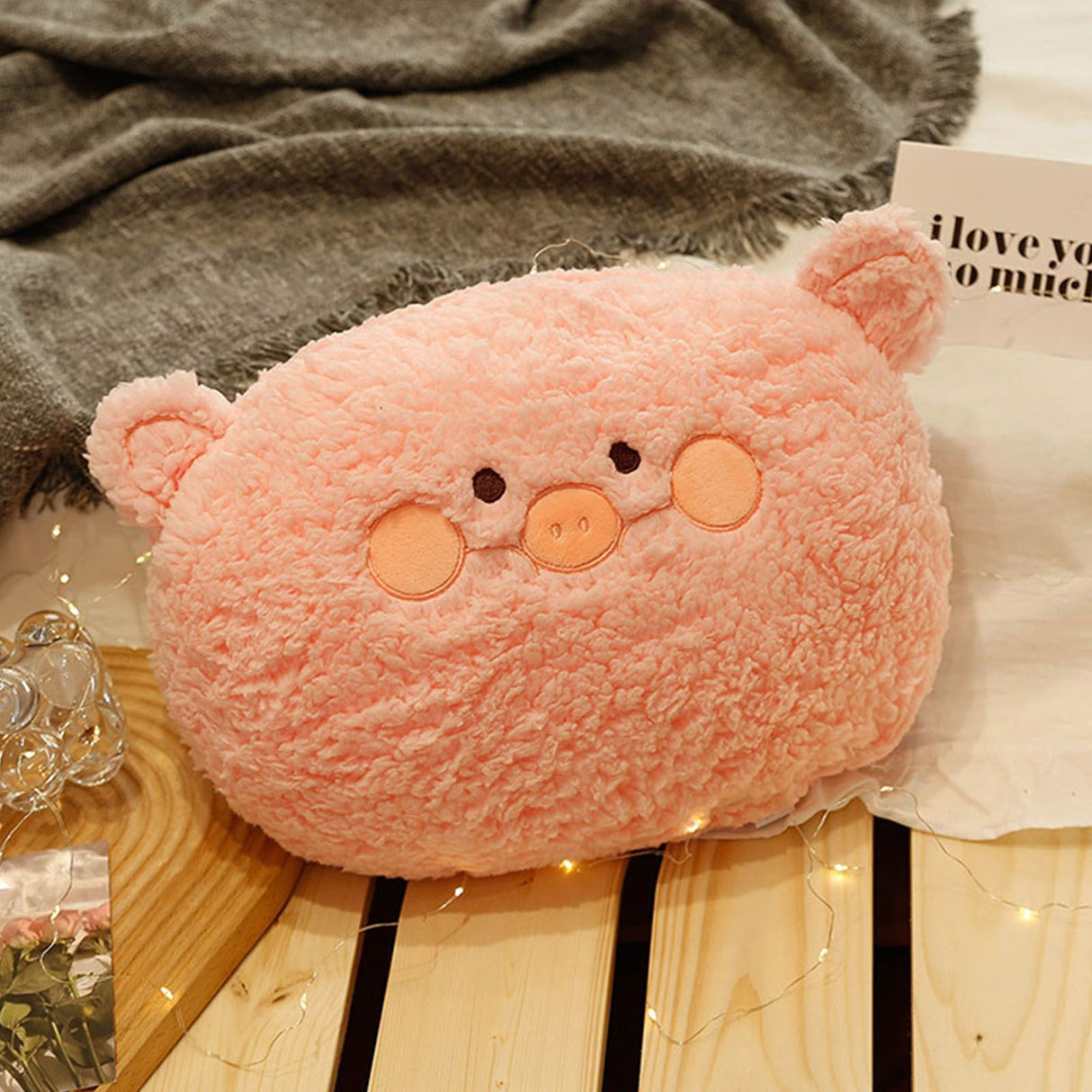 Hand Warm Plush Stuffed Pillow Cute Animal Decorative Soft Warm Hand Cushion for Home Bedroom Office Pink 11in
