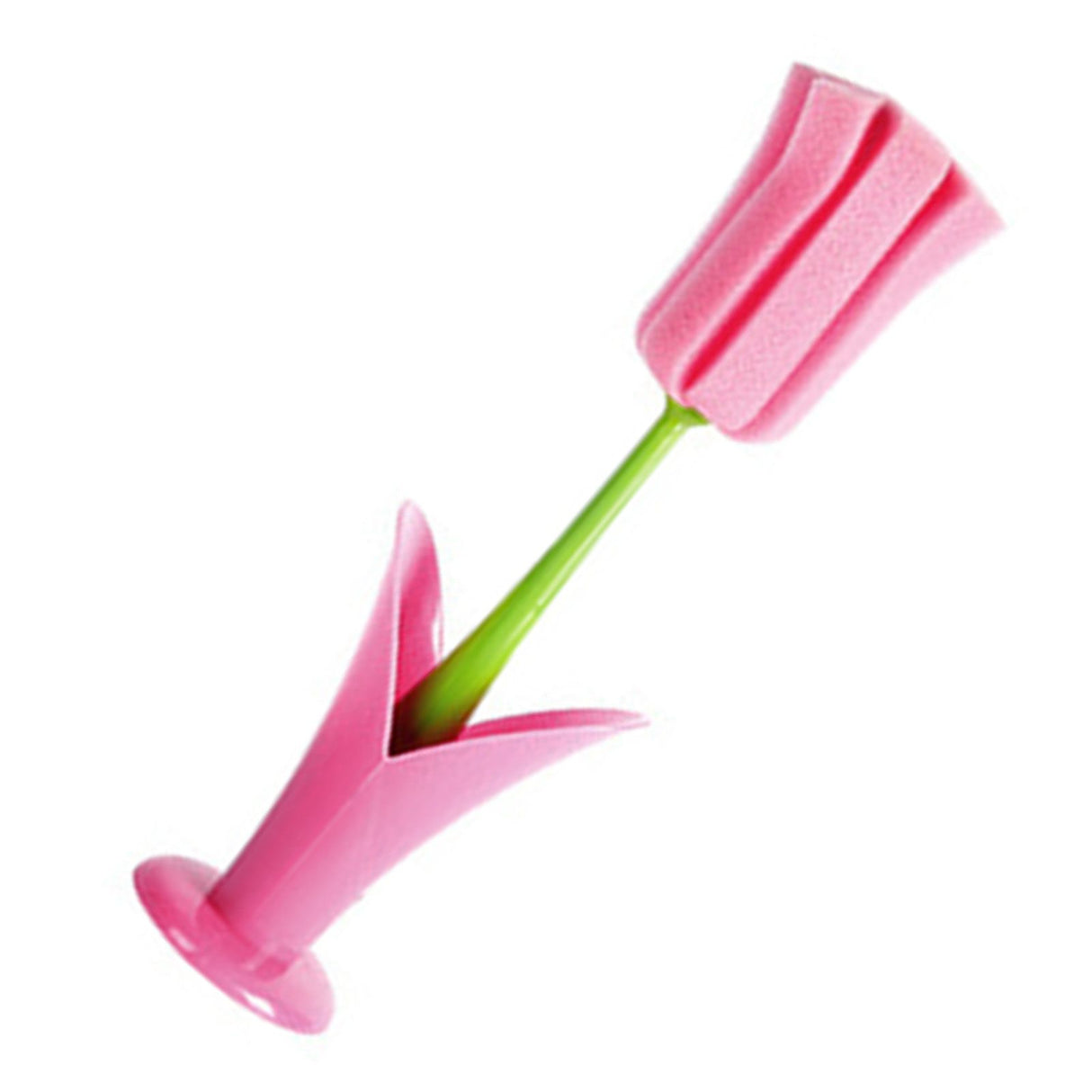 2PCS Sponge Cleaning Brush Long Handle Grip Cup Brush for Coffee Mugs Winebottle Baby Bottles Pink