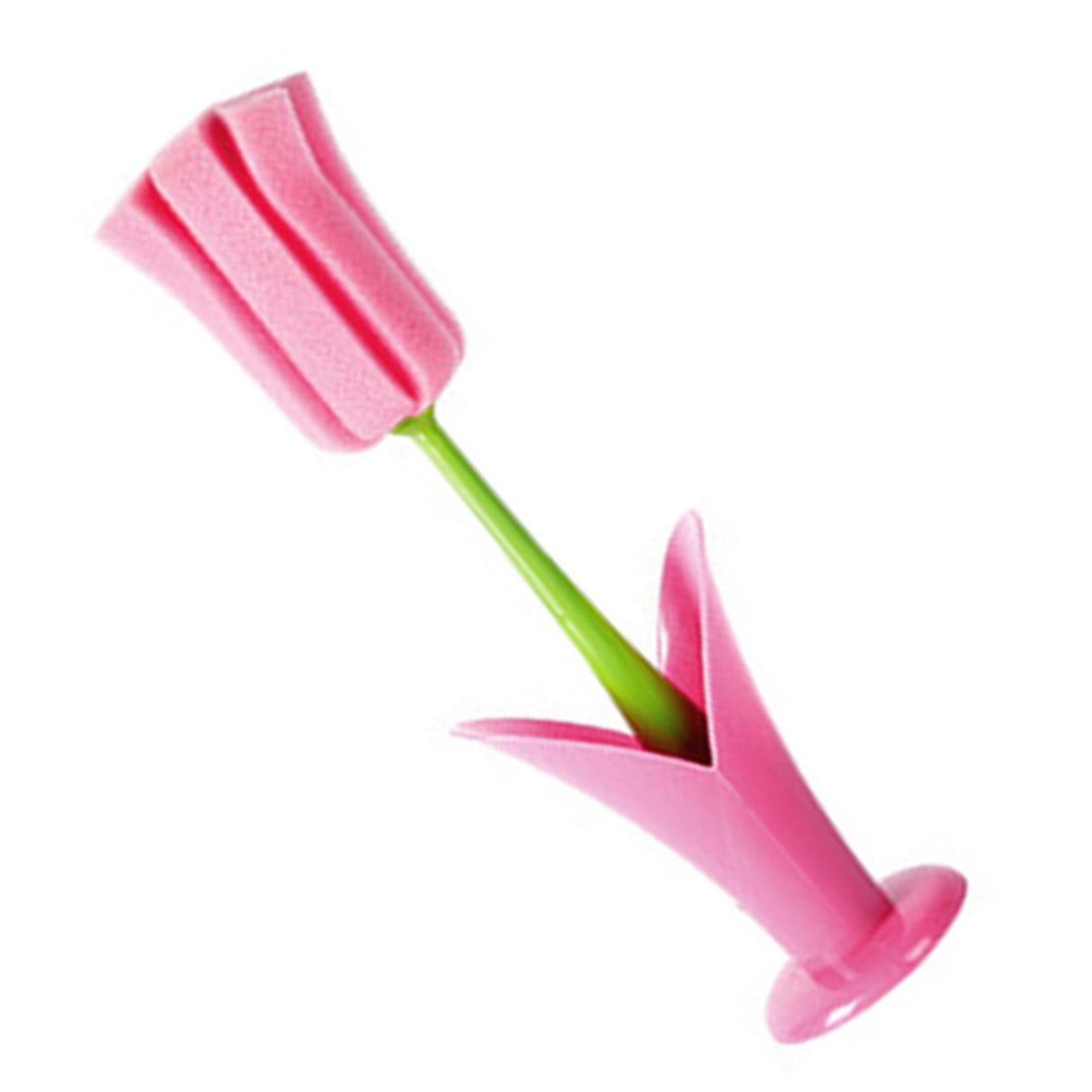 2PCS Sponge Cleaning Brush Long Handle Grip Cup Brush for Coffee Mugs Winebottle Baby Bottles Pink