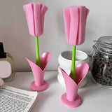2PCS Sponge Cleaning Brush Long Handle Grip Cup Brush for Coffee Mugs Winebottle Baby Bottles Pink