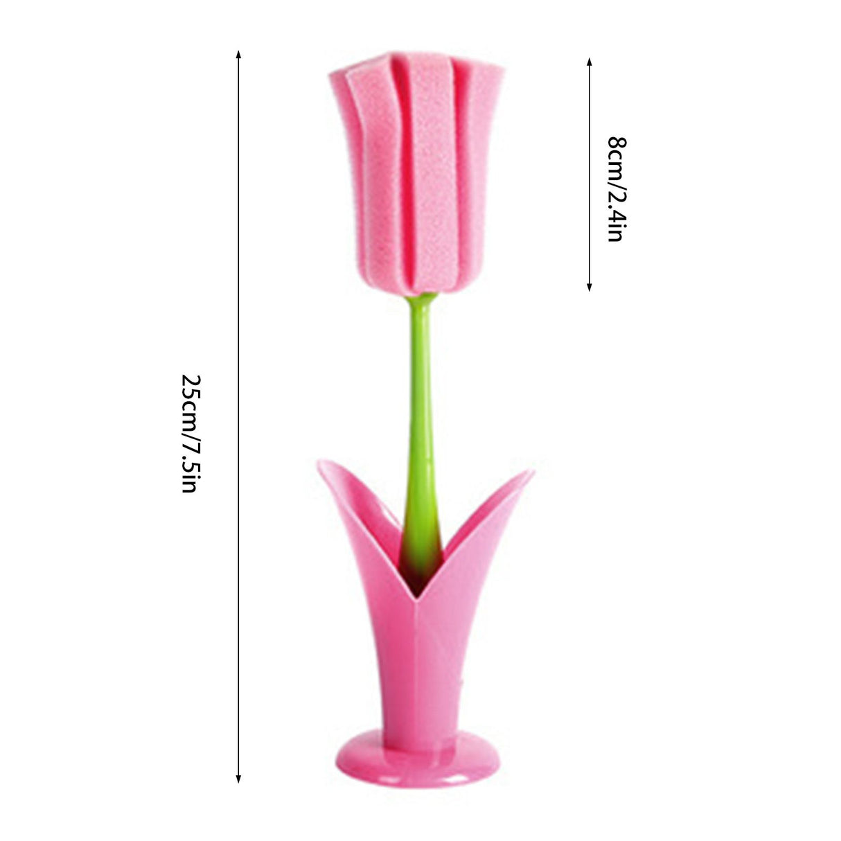 2PCS Sponge Cleaning Brush Long Handle Grip Cup Brush for Coffee Mugs Winebottle Baby Bottles Pink