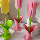 2PCS Sponge Cleaning Brush Long Handle Grip Cup Brush for Coffee Mugs Winebottle Baby Bottles Pink