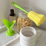 2PCS Sponge Cleaning Brush Long Handle Grip Cup Brush for Coffee Mugs Winebottle Baby Bottles Yellow