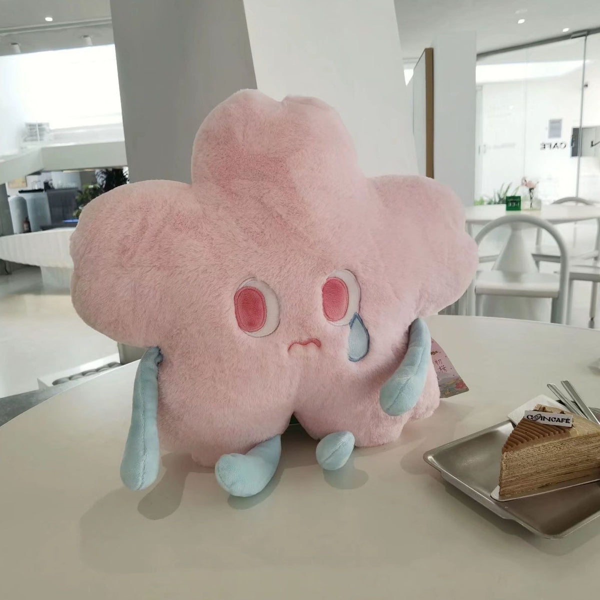 Flower Shape Plush Toy Crying Lively Stylish Stuffed Flower Toy for Living Room Balcony Office Pink 40 X 40cm