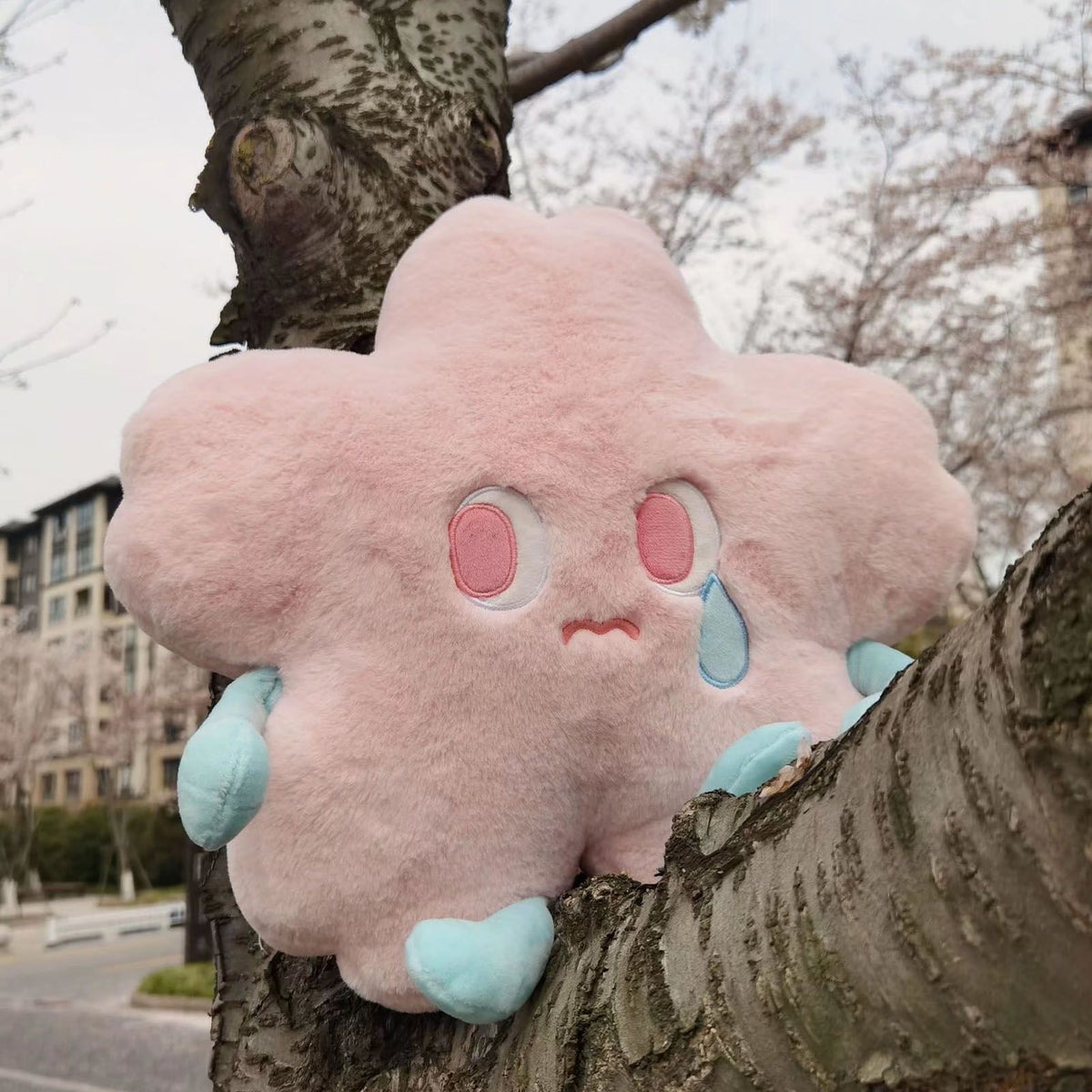 Flower Shape Plush Toy Crying Lively Stylish Stuffed Flower Toy for Living Room Balcony Office Pink 40 X 40cm