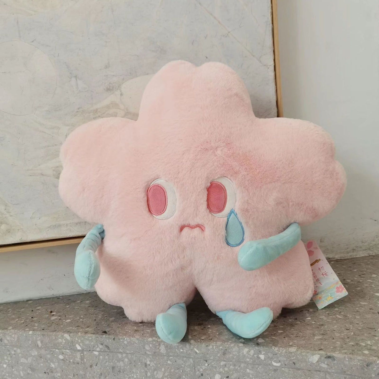Flower Shape Plush Toy Crying Lively Stylish Stuffed Flower Toy for Living Room Balcony Office Pink 40 X 40cm