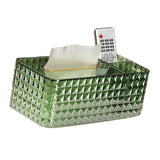 Tissue Storage Box Rhombus Texture Side Partition Towel Napkin Container Case Transparent Green