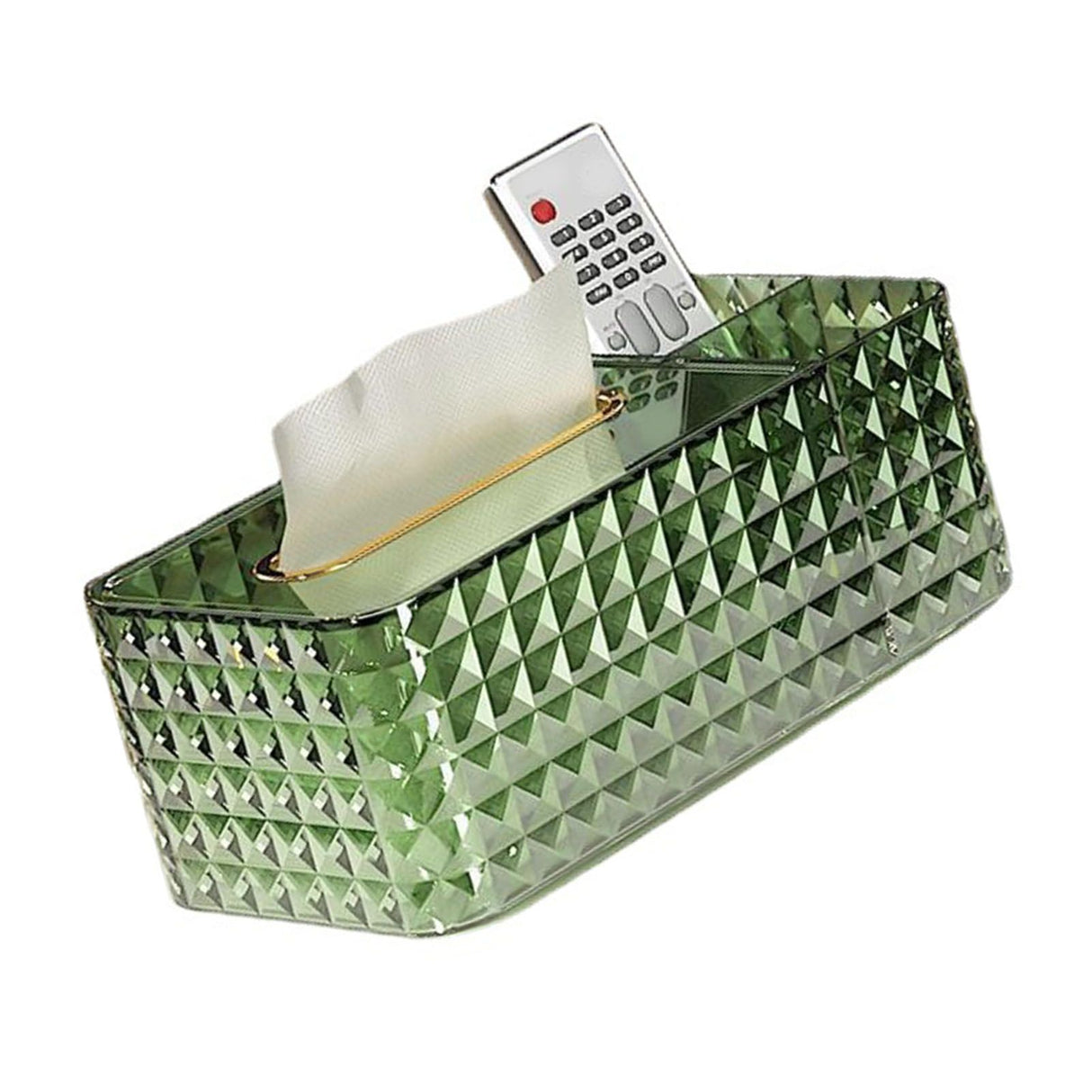 Tissue Storage Box Rhombus Texture Side Partition Towel Napkin Container Case Transparent Green