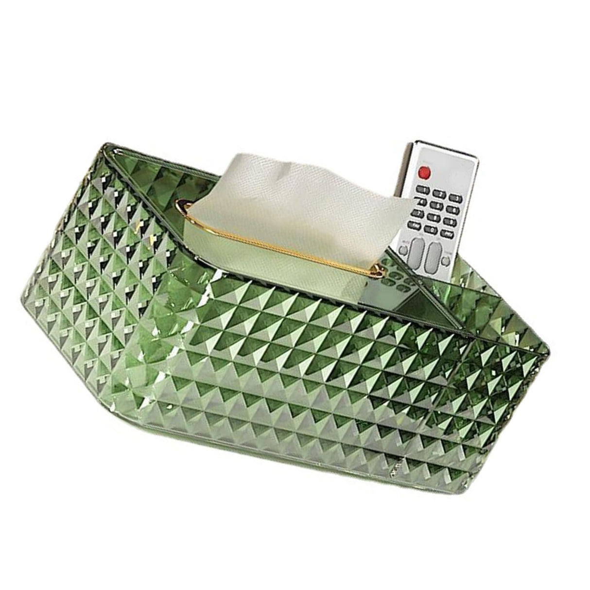 Tissue Storage Box Rhombus Texture Side Partition Towel Napkin Container Case Transparent Green