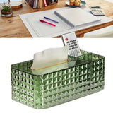 Tissue Storage Box Rhombus Texture Side Partition Towel Napkin Container Case Transparent Green