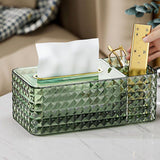 Tissue Storage Box Rhombus Texture Side Partition Towel Napkin Container Case Transparent Green